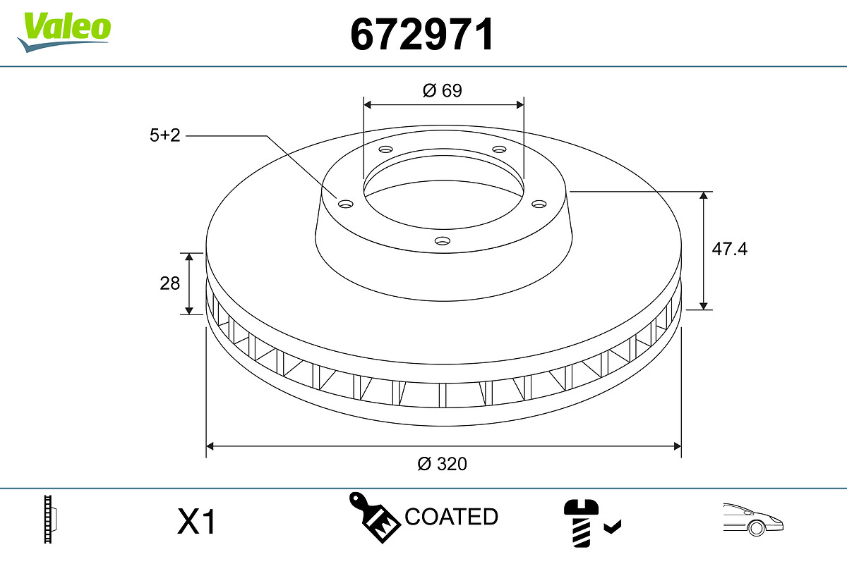 VALEO 672971 Bromsskiva